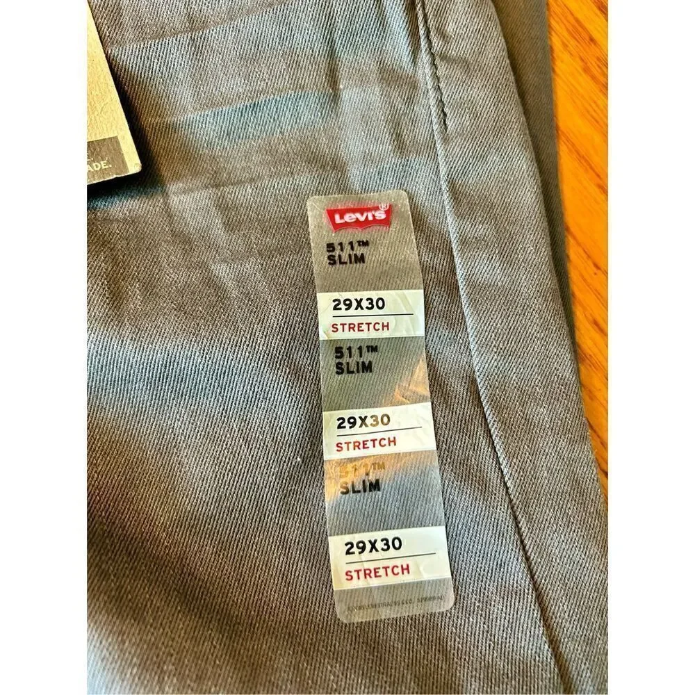 Levi's Men's 511 Slim Stretch Fit Jeans - New Olive Khaki - 29W x 32L NWT - Picture 3 of 10